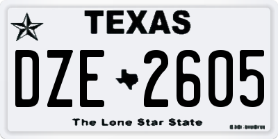 TX license plate DZE2605