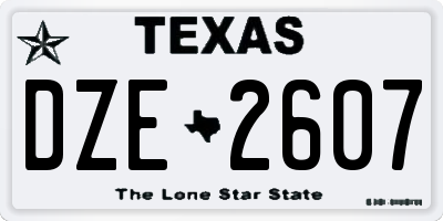 TX license plate DZE2607