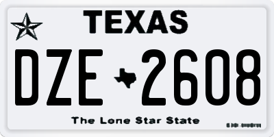 TX license plate DZE2608
