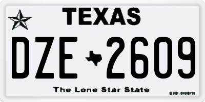 TX license plate DZE2609