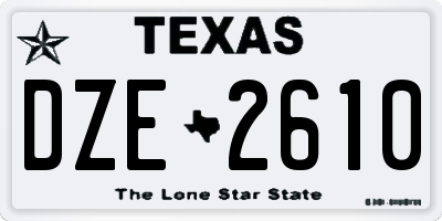 TX license plate DZE2610