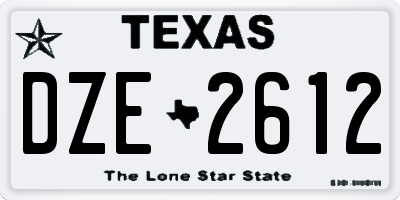 TX license plate DZE2612