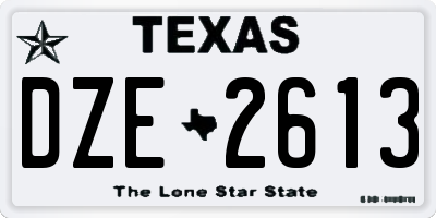 TX license plate DZE2613