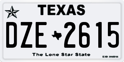 TX license plate DZE2615