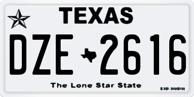 TX license plate DZE2616