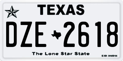 TX license plate DZE2618