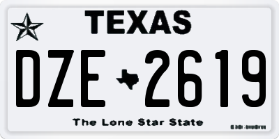 TX license plate DZE2619
