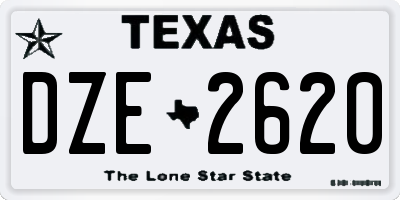 TX license plate DZE2620