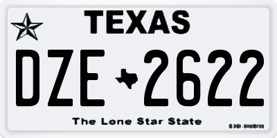 TX license plate DZE2622