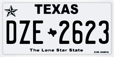 TX license plate DZE2623