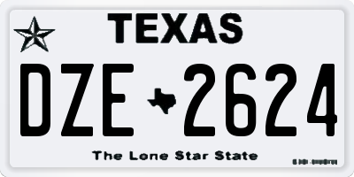 TX license plate DZE2624