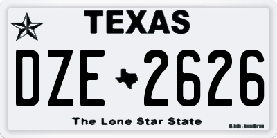 TX license plate DZE2626