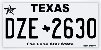 TX license plate DZE2630