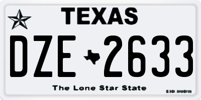 TX license plate DZE2633