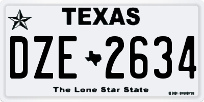 TX license plate DZE2634