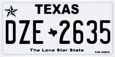 TX license plate DZE2635