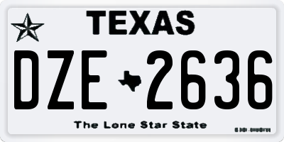 TX license plate DZE2636