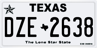 TX license plate DZE2638