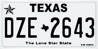 TX license plate DZE2643