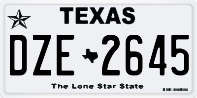 TX license plate DZE2645