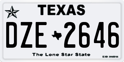 TX license plate DZE2646