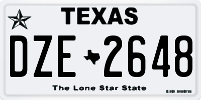 TX license plate DZE2648