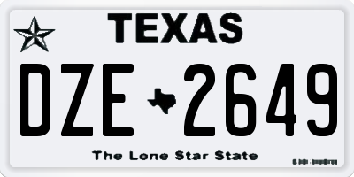 TX license plate DZE2649