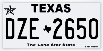TX license plate DZE2650
