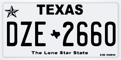 TX license plate DZE2660