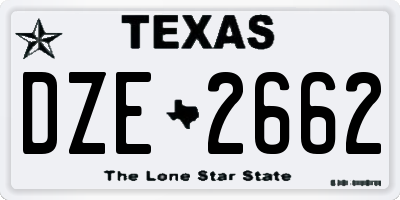 TX license plate DZE2662