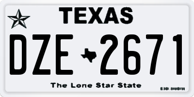 TX license plate DZE2671