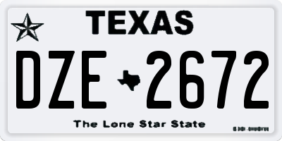TX license plate DZE2672