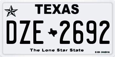 TX license plate DZE2692