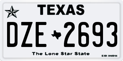 TX license plate DZE2693
