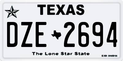 TX license plate DZE2694