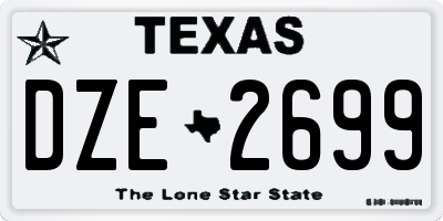 TX license plate DZE2699