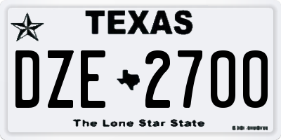 TX license plate DZE2700