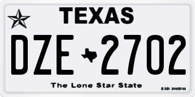 TX license plate DZE2702
