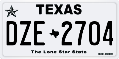 TX license plate DZE2704