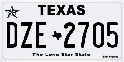 TX license plate DZE2705
