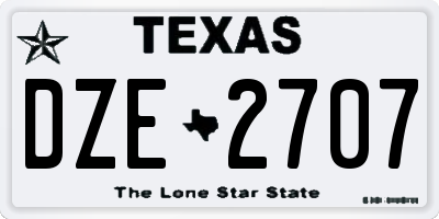 TX license plate DZE2707