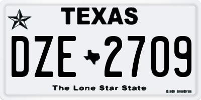 TX license plate DZE2709