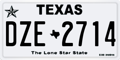 TX license plate DZE2714