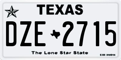 TX license plate DZE2715