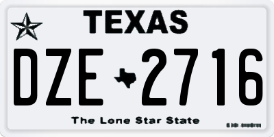 TX license plate DZE2716