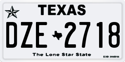 TX license plate DZE2718