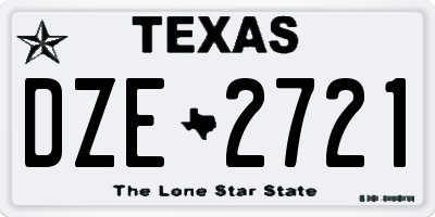 TX license plate DZE2721
