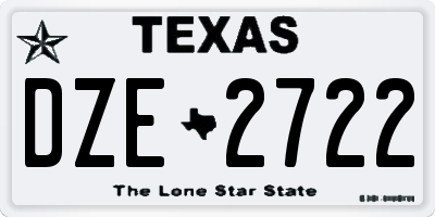 TX license plate DZE2722