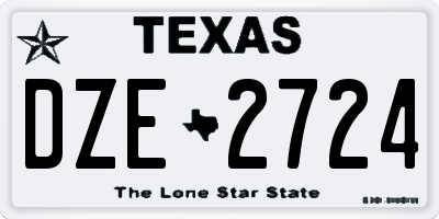 TX license plate DZE2724