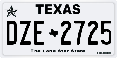 TX license plate DZE2725